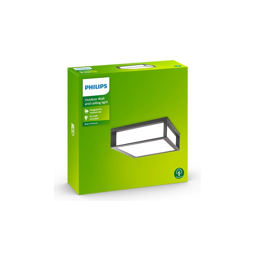 Philips - Lauko lubinis šviestuvas SKIES 2xE27/14W/230V IP44 antracitas