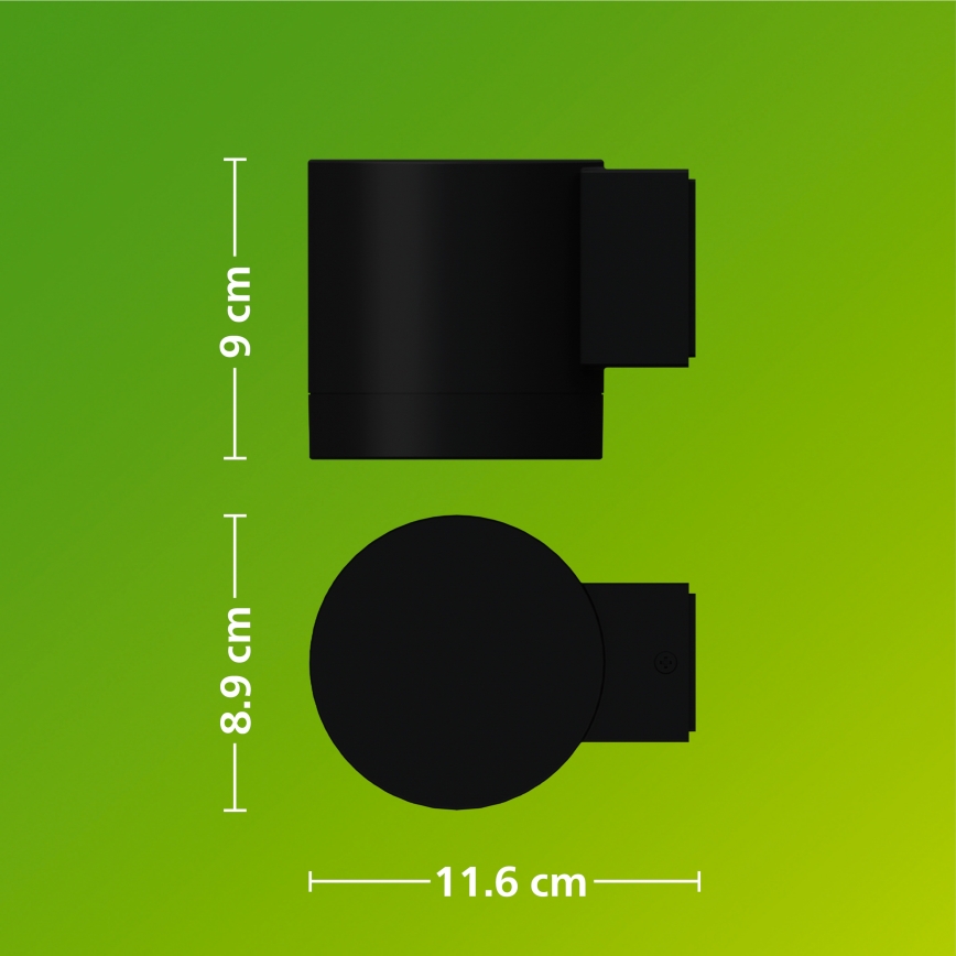 Philips - Lauko sieninis šviestuvas FYLX 1xGU10/5W/230V juodas IP44