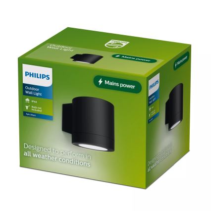 Philips - Lauko sieninis šviestuvas FYLX 1xGU10/5W/230V juodas IP44