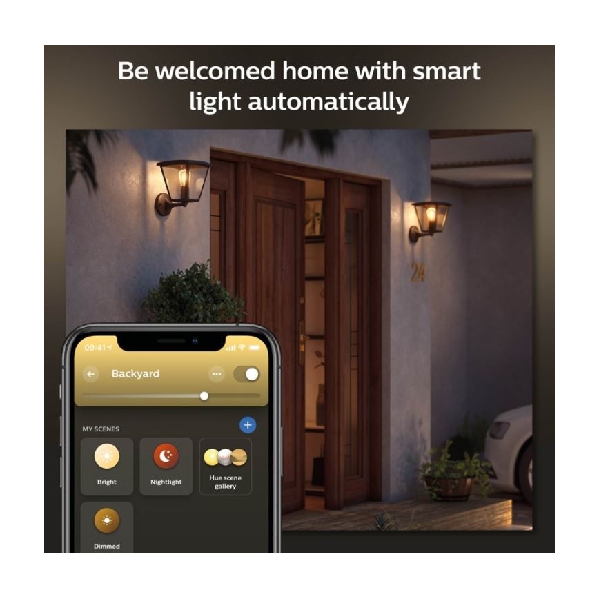 Philips - Reguliuojamas lauko sieninis šviestuvas Hue INARA 1xE27/7W/230V Wi-Fi IP44