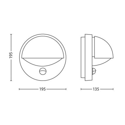 Philips - Lauko sieninis šviestuvas su jutikliu JUNE 1xE27/12W/230V IP44