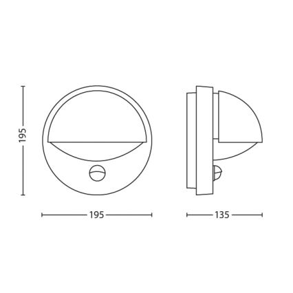 Philips - Lauko sieninis šviestuvas su jutikliu 1xE27/12W/230V IP44