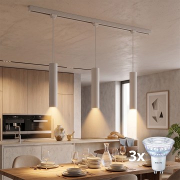 Philips - LED dimeriuojama liustra ant laido, skirta EASYLINK lištinei sistemai 3xGU10/7W/230V 2200-2700K 1m balta