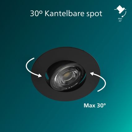 Philips - reguliuojamas įleidžiamasis LED šviestuvas CILANTRO LED/5W/230V 2700K juodas