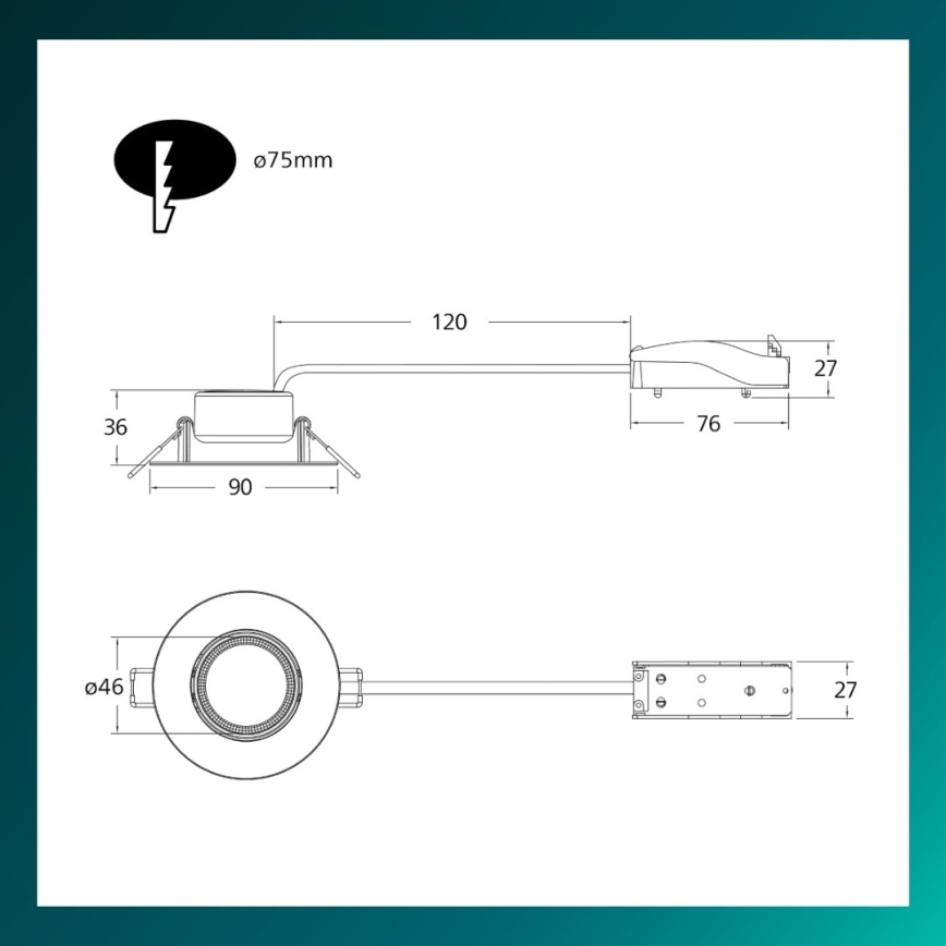 Philips - dimeriuojamas LED įleidžiamas lubinis šviestuvas CILANTRO LED/5W/230V 4000K juodas