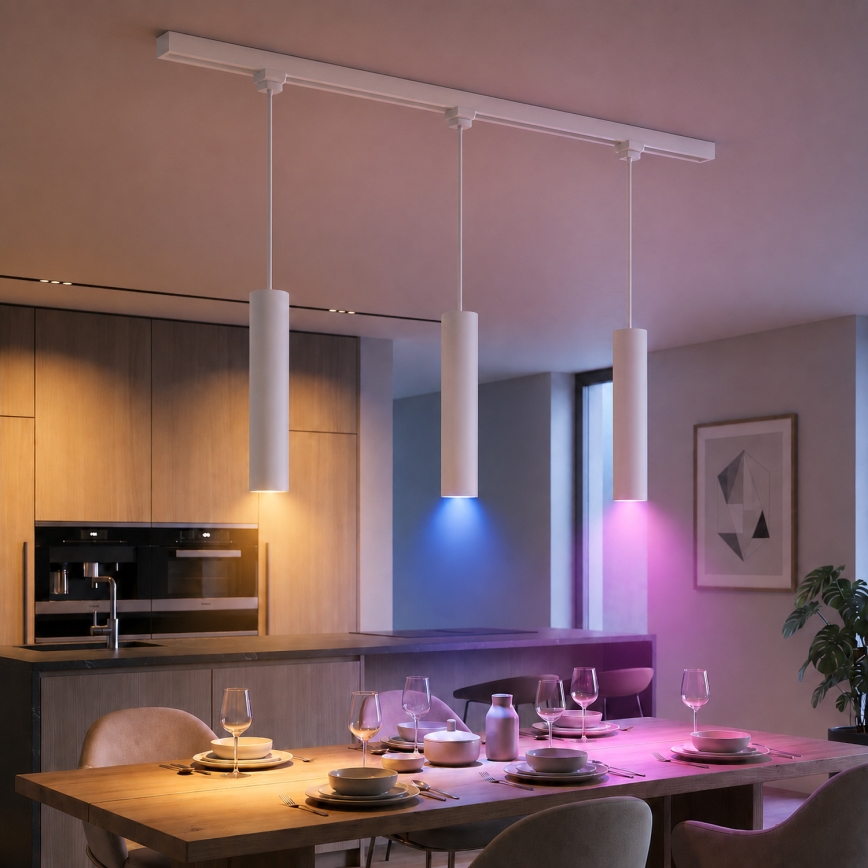 Philips - LED RGBW reguliuojamas pakabinamas šviestuvas su laidu EASYLINK HUE lištinėje sistemoje 3xGU10/4,7W/230V 2200-6500K 1m balta