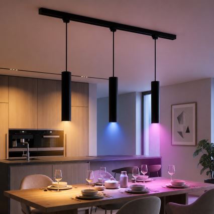 Philips - LED RGBW pritemdomas pakabinamas šviestuvas ant laido bėgelinėje sistemoje EASYLINK HUE 3xGU10/4,7W/230V 2200-6500K 1m juodas