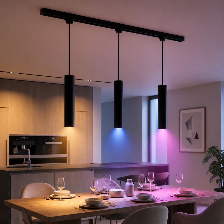 Philips - LED RGBW pritemdomas pakabinamas šviestuvas ant laido bėgelinėje sistemoje EASYLINK HUE 3xGU10/4,7W/230V 2200-6500K 1m juodas
