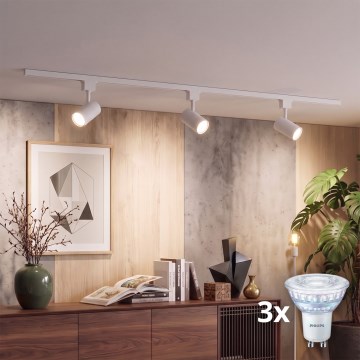 Philips - LED dimeriuojamas taškinis šviestuvas EASYLINK bėgelio sistemoje 3xGU10/7W/230V 1 m balta