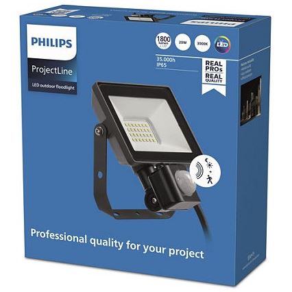 Philips – LED Lauko prožektorius su jutikliu PROJECTLINE LED/20W/230V IP65 3000K