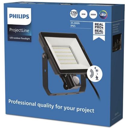 Philips – LED Lauko prožektorius su jutikliu PROJECTLINE LED/30W/230V IP65 3000K