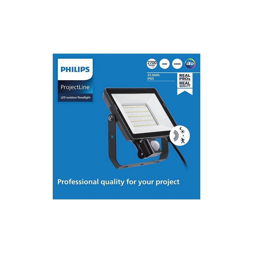 Philips – LED Lauko prožektorius su jutikliu PROJECTLINE LED/30W/230V IP65 3000K