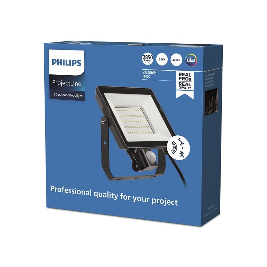 Philips - LED Lauko prožektorius su jutikliu PROJECTLINE LED/30W/230V IP65 4000K