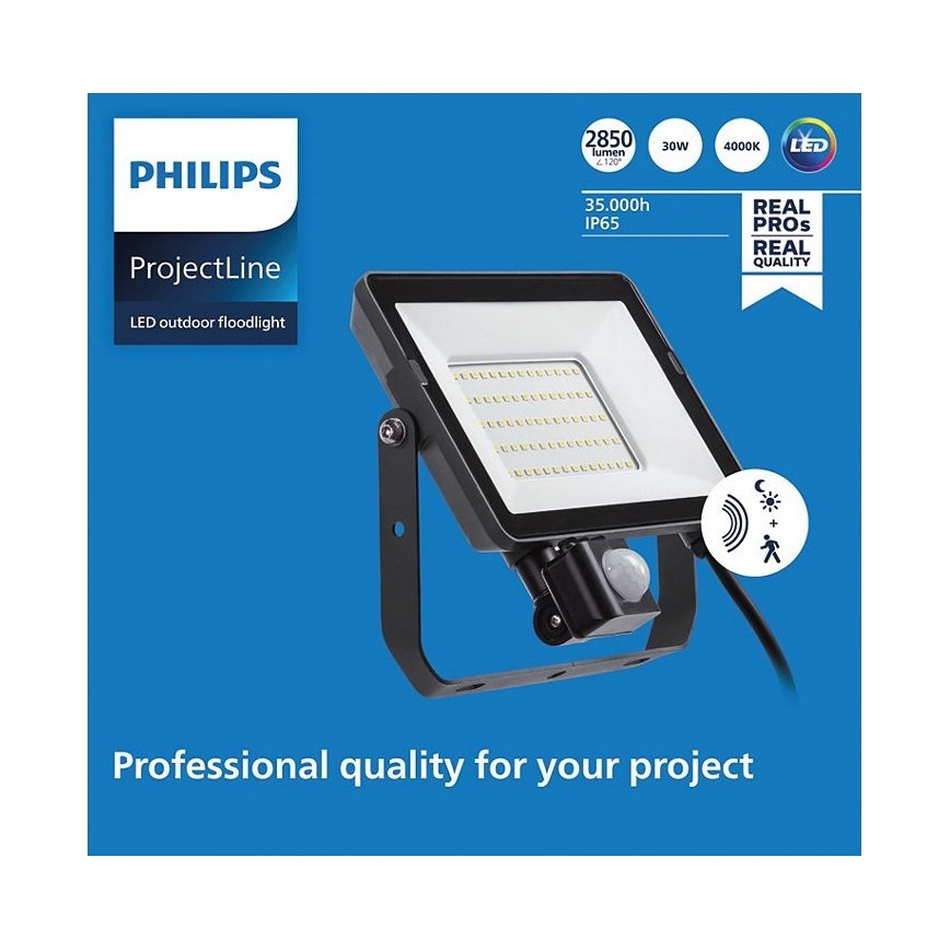 Philips - LED Lauko prožektorius su jutikliu PROJECTLINE LED/30W/230V IP65 4000K