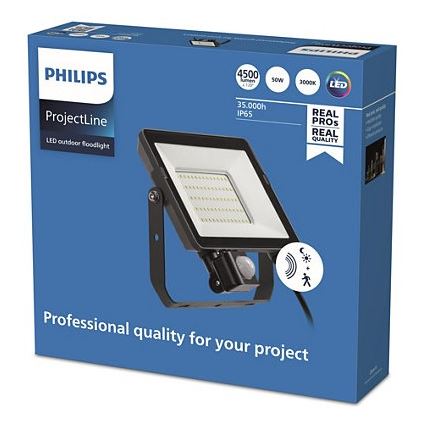 Philips – LED Lauko prožektorius su jutikliu PROJECTLINE LED/50W/230V IP65 3000K