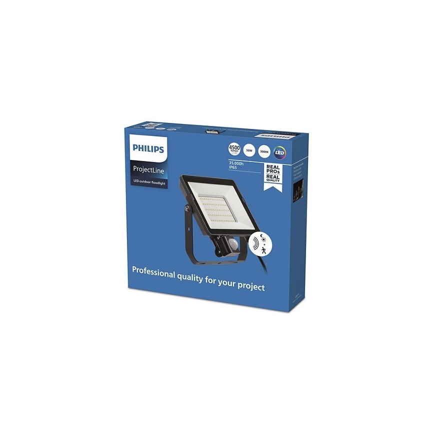 Philips – LED Lauko prožektorius su jutikliu PROJECTLINE LED/50W/230V IP65 3000K