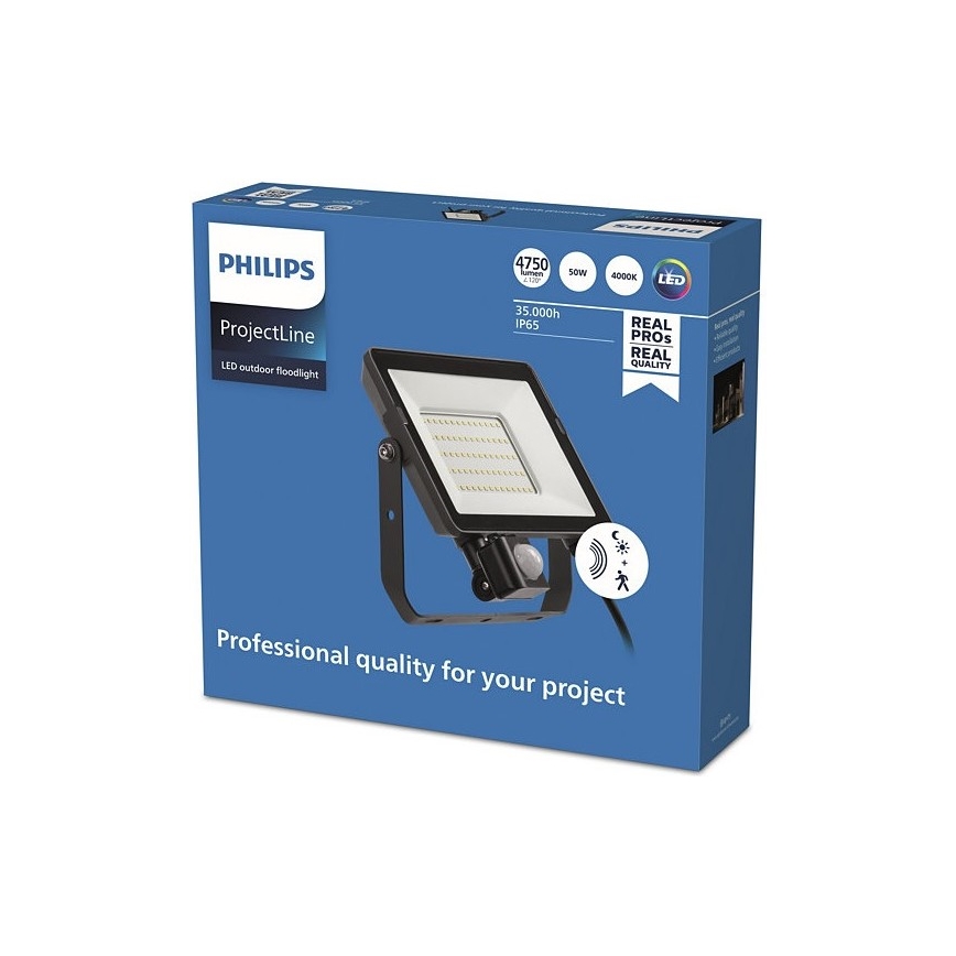 Philips - LED Lauko prožektorius su jutikliu PROJECTLINE LED/50W/230V IP65 4000K