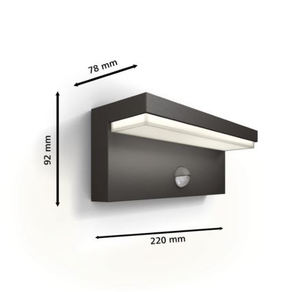 Philips - LED Lauko sieninis šviestuvas su jutikliu BUSTAN LED/3,8W/230V 2700K IP44