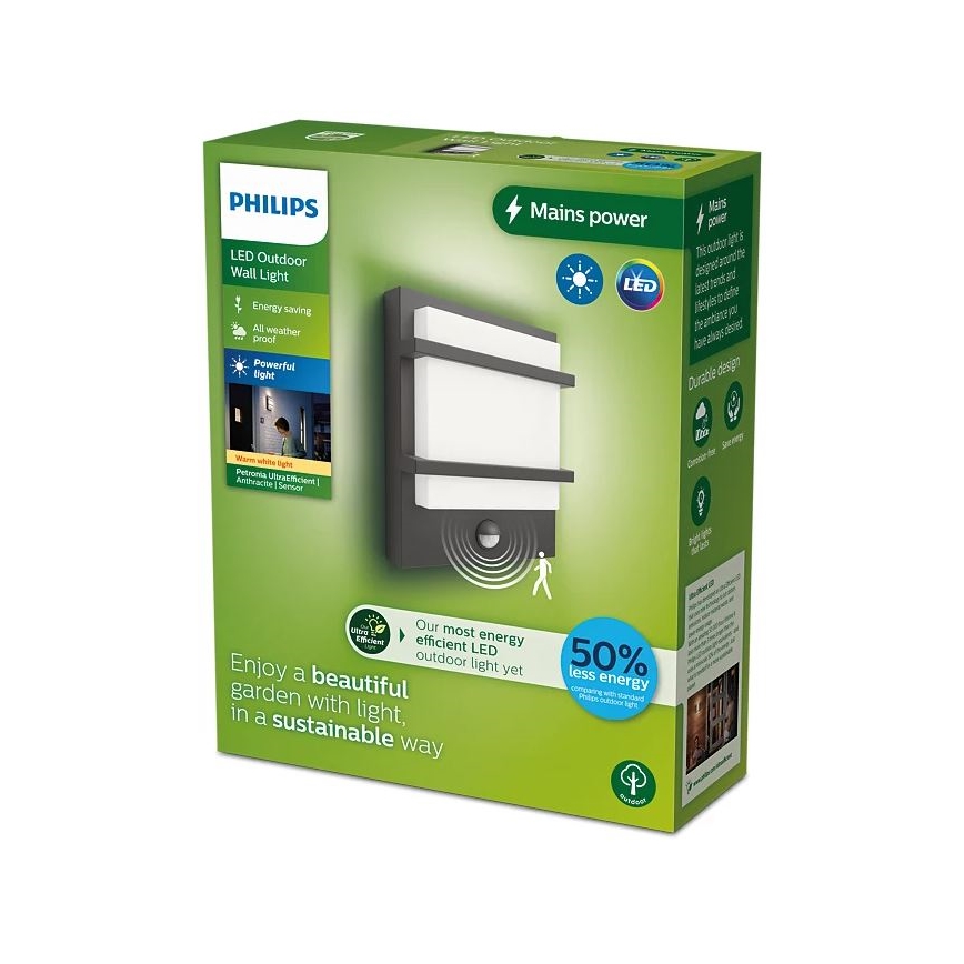 Philips - LED Lauko sieninis šviestuvas su jutikliu PETRONIA LED/3,8W/230V IP44