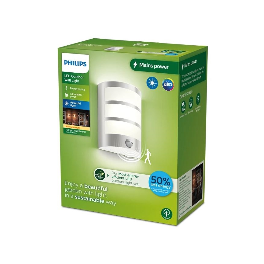 Philips - LED Lauko sieninis šviestuvas su jutikliu PYTHON LED/3,8W/230V IP44