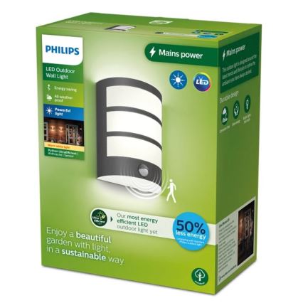 Philips - LED Lauko sieninis šviestuvas su jutikliu PYTHON LED/3,8W/230V IP44