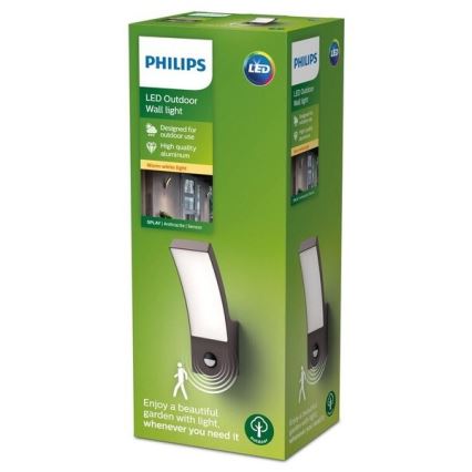 Philips-LED Lauko sieninis šviestuvas su jutikliu LED/12W/230V 2700K IP44