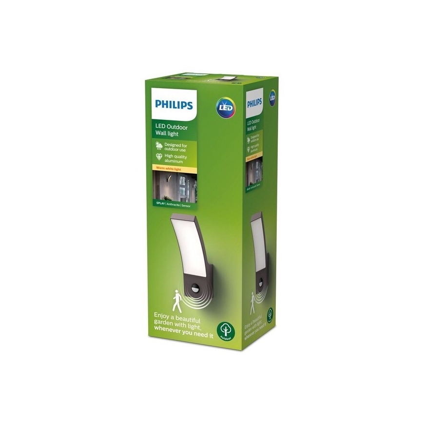 Philips-LED Lauko sieninis šviestuvas su jutikliu LED/12W/230V 2700K IP44