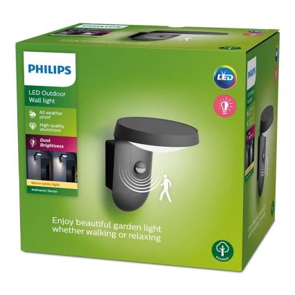 Philips - LED Lauko sieninis šviestuvas su jutikliu LED/9W/230V 2700K IP44