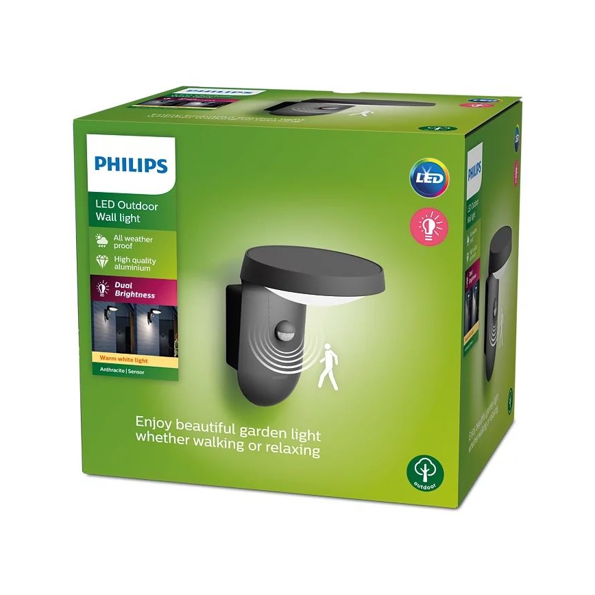 Philips - LED Lauko sieninis šviestuvas su jutikliu LED/9W/230V 2700K IP44