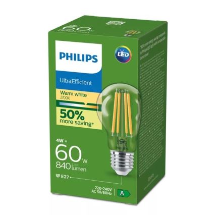 Philips LED lemputė ULTRAEFFICIENT VINTAGE E27/4W/230V 2700K