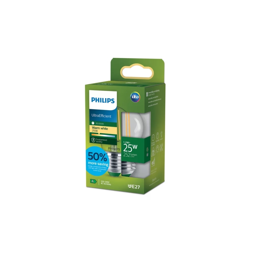 Philips LED lemputė ULTRAEFFICIENT VINTAGE P45 E27/1,2W/230V 2700K