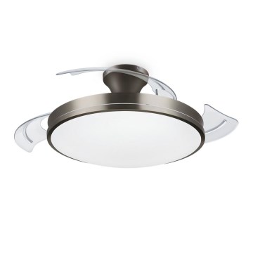 Philips - LED lubinis šviestuvas su ventiliatoriumi BLISS LED/35W/230V 5500/4000/2700K nikelis + su nuotoliniu pulteliu