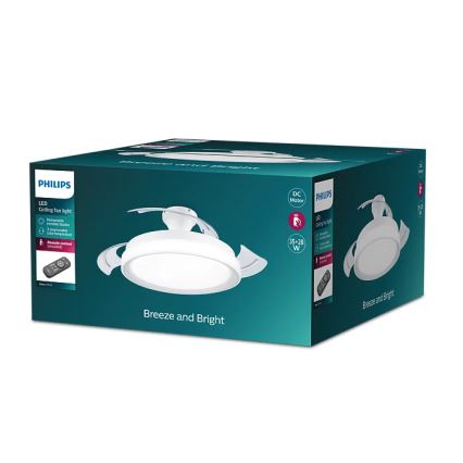 Philips - LED lubinis šviestuvas su ventiliatoriumi BLISS LED/35W/230V 5500/4000/2700K balta + nuotolinio valdymo pultas