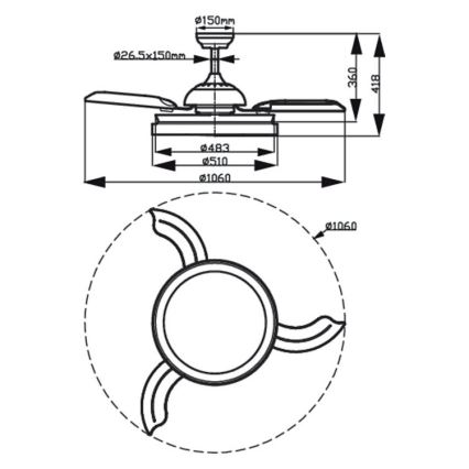 Philips-LED lubinis šviestuvas su ventiliatoriumi LED/35W/230V 5500/4000/2700K + nuotolinio valdymo pultas aukso