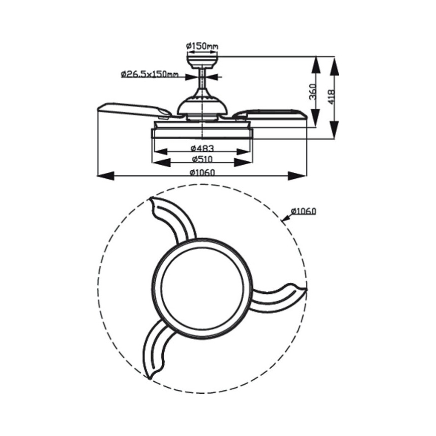 Philips-LED lubinis šviestuvas su ventiliatoriumi LED/35W/230V 5500/4000/2700K + nuotolinio valdymo pultas aukso