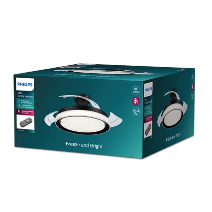 Philips-LED Lubinis šviestuvas su ventiliatoriumi BLISS LED/35W/230V 5500/4000/2700K juodas + nuotolinio valdymo pultas