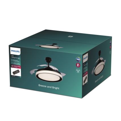 Philips - LED Lubinis ventiliatorius LED/35W/230V 5500/4000/2700K juodas + valdymo pultas