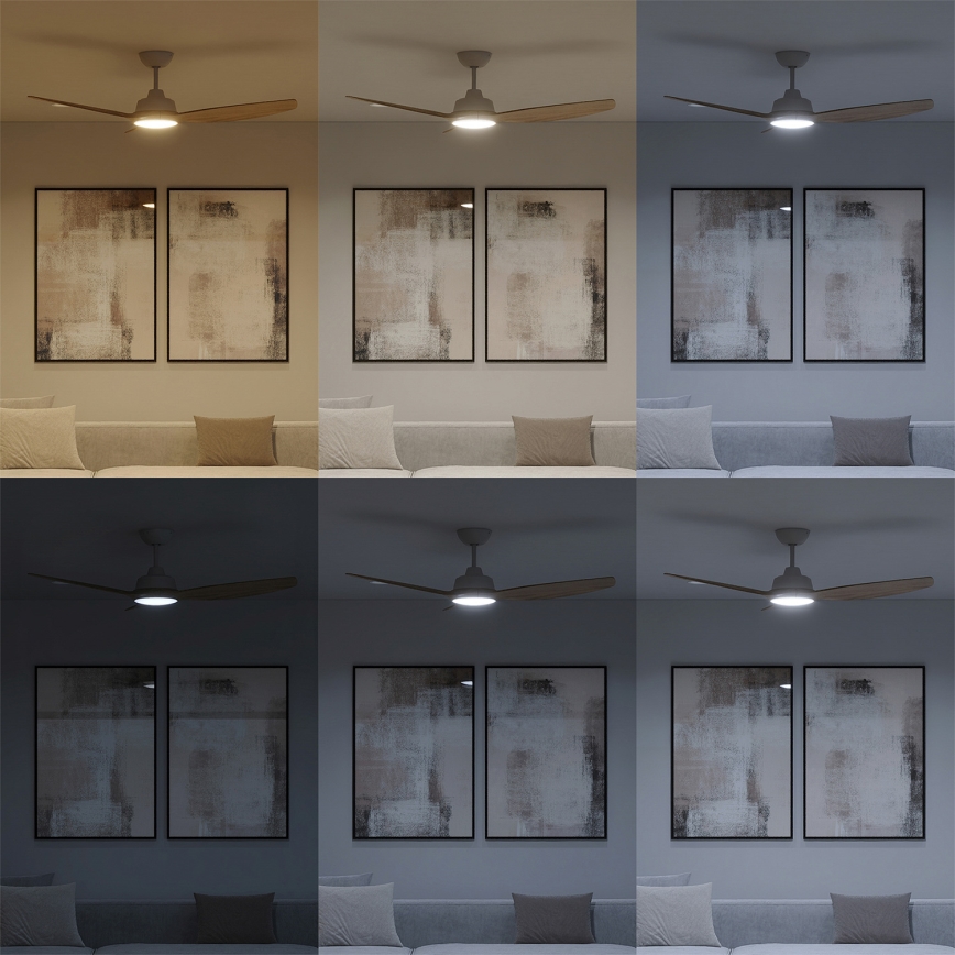 Philips - LED reguliuojamas lubinis ventiliatorius OLAS LED/24W/230V, skersmuo 132 cm, balta/ruda + nuotolinis valdymas