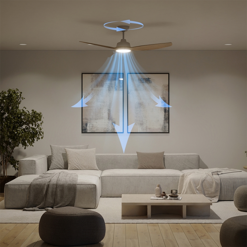 Philips - LED reguliuojamas lubinis ventiliatorius OLAS LED/24W/230V, skersmuo 132 cm, balta/ruda + nuotolinis valdymas