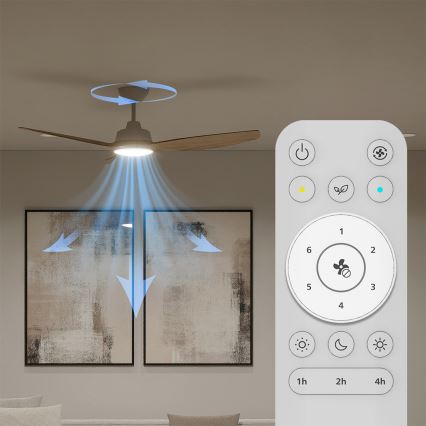 Philips - LED reguliuojamas lubinis ventiliatorius OLAS LED/24W/230V, skersmuo 132 cm, balta/ruda + nuotolinis valdymas
