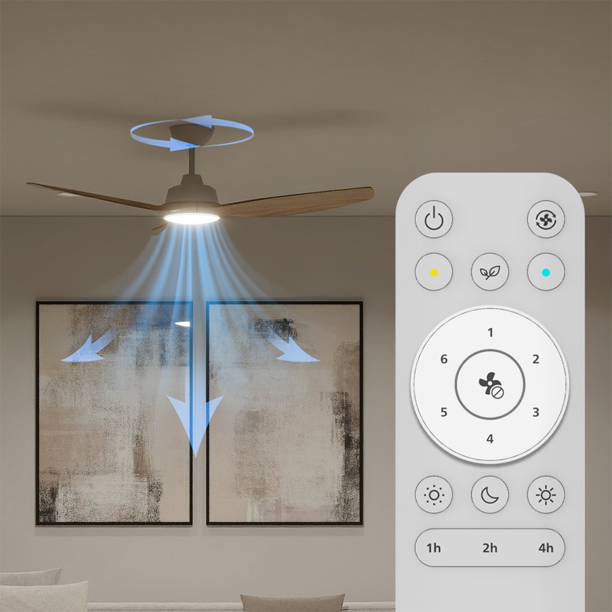 Philips - LED reguliuojamas lubinis ventiliatorius OLAS LED/24W/230V, skersmuo 132 cm, balta/ruda + nuotolinis valdymas