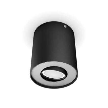 Philips - LED pritemdomas akcentinis apšvietimas Hue PILLAR 1xGU10/4,2W/230V 2200-6500K + nuotolinio valdymo pultas juoda