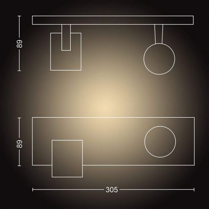 Philips - LED pritemdomas akcentinis apšvietimas Hue RUNNER 2xGU10/4,2W/230V 2200-6500K + nuotolinio valdymo pultas juoda