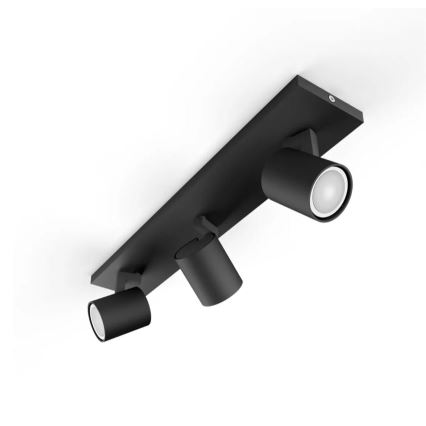 Philips - LED pritemdomas akcentinis apšvietimas Hue RUNNER 3xGU10/4,2W/230V 2200-6500K + nuotolinio valdymo pultas juoda