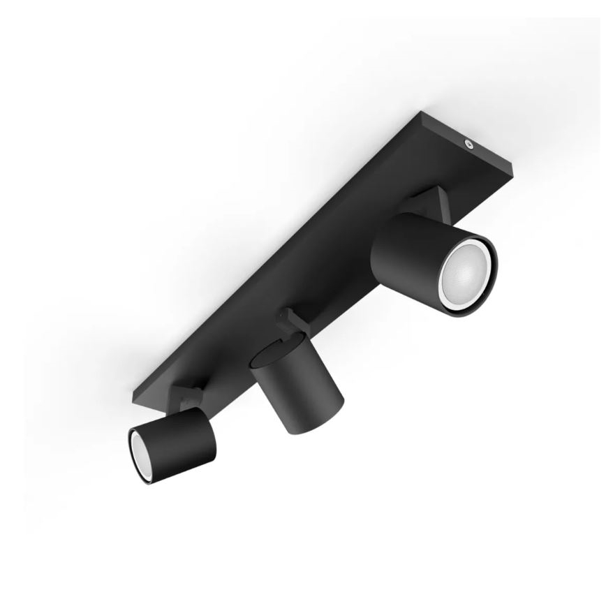 Philips - LED pritemdomas akcentinis apšvietimas Hue RUNNER 3xGU10/4,2W/230V 2200-6500K + nuotolinio valdymo pultas juoda