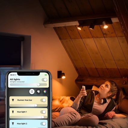 Philips - LED pritemdomas akcentinis apšvietimas Hue RUNNER 3xGU10/4,2W/230V 2200-6500K + nuotolinio valdymo pultas juoda