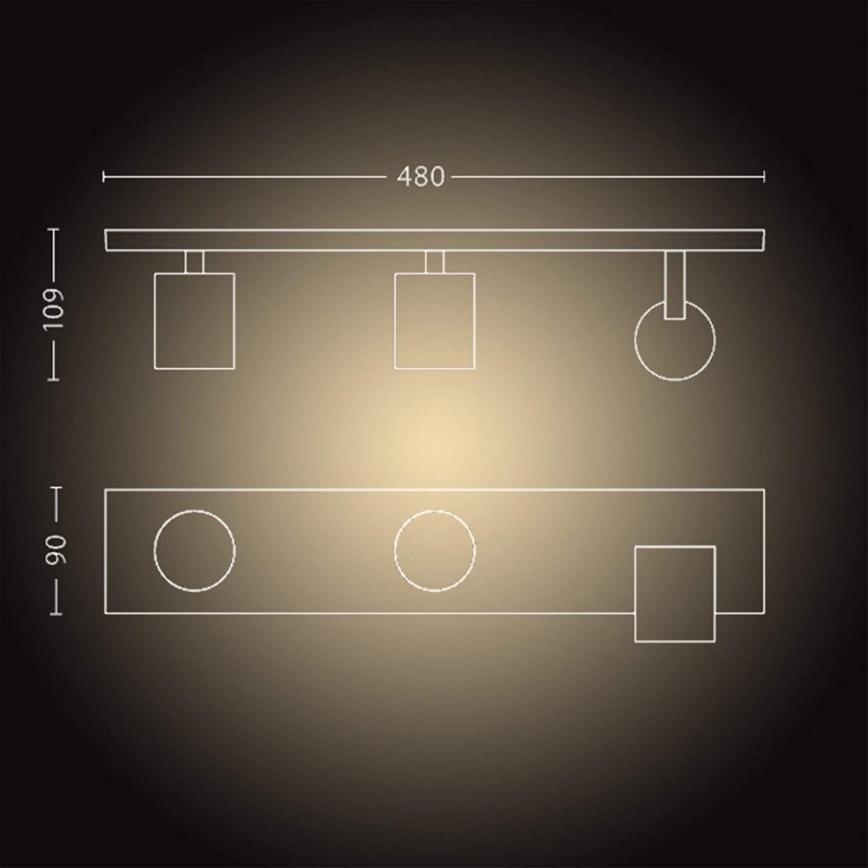 Philips - LED pritemdomas akcentinis apšvietimas Hue RUNNER 3xGU10/4,2W/230V 2200-6500K + nuotolinio valdymo pultas juoda