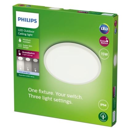 Philips - LED pritemdomas lauko šviestutvas SUPERSLIM SCENE SWITCH LED/15W/230V IP54 balta