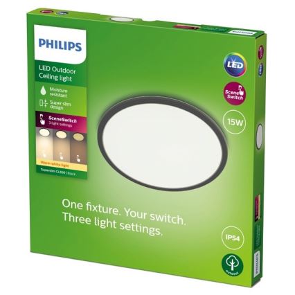 Philips - LED pritemdomas lauko šviestutvas SUPERSLIM SCENE SWITCH LED/15W/230V IP54 juoda