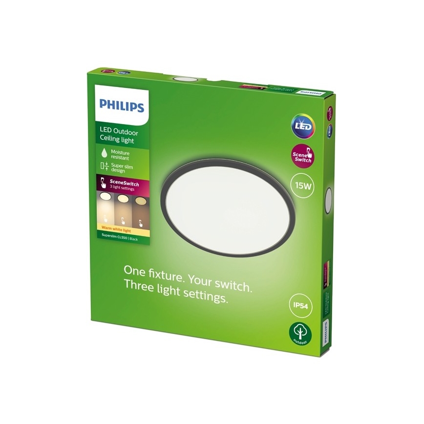 Philips - LED pritemdomas lauko šviestutvas SUPERSLIM SCENE SWITCH LED/15W/230V IP54 juoda